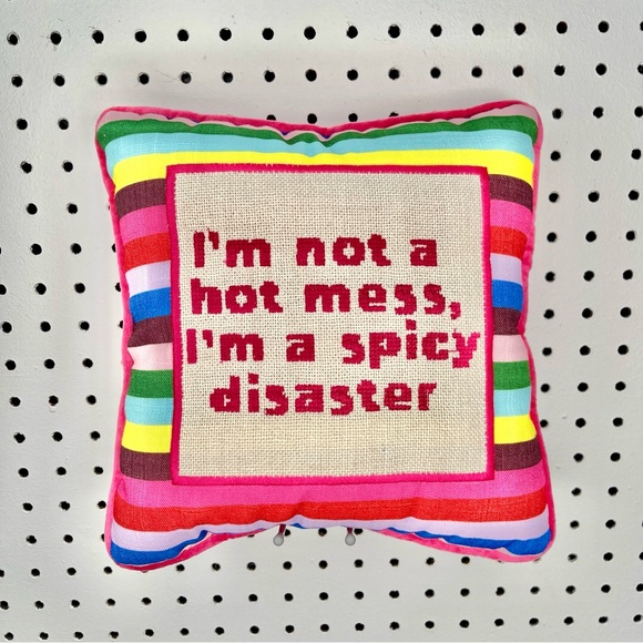Kirklands Multicolor Striped Accent Pillow Funny Gag Gift Quote Throw Decor - Picture 1 of 5